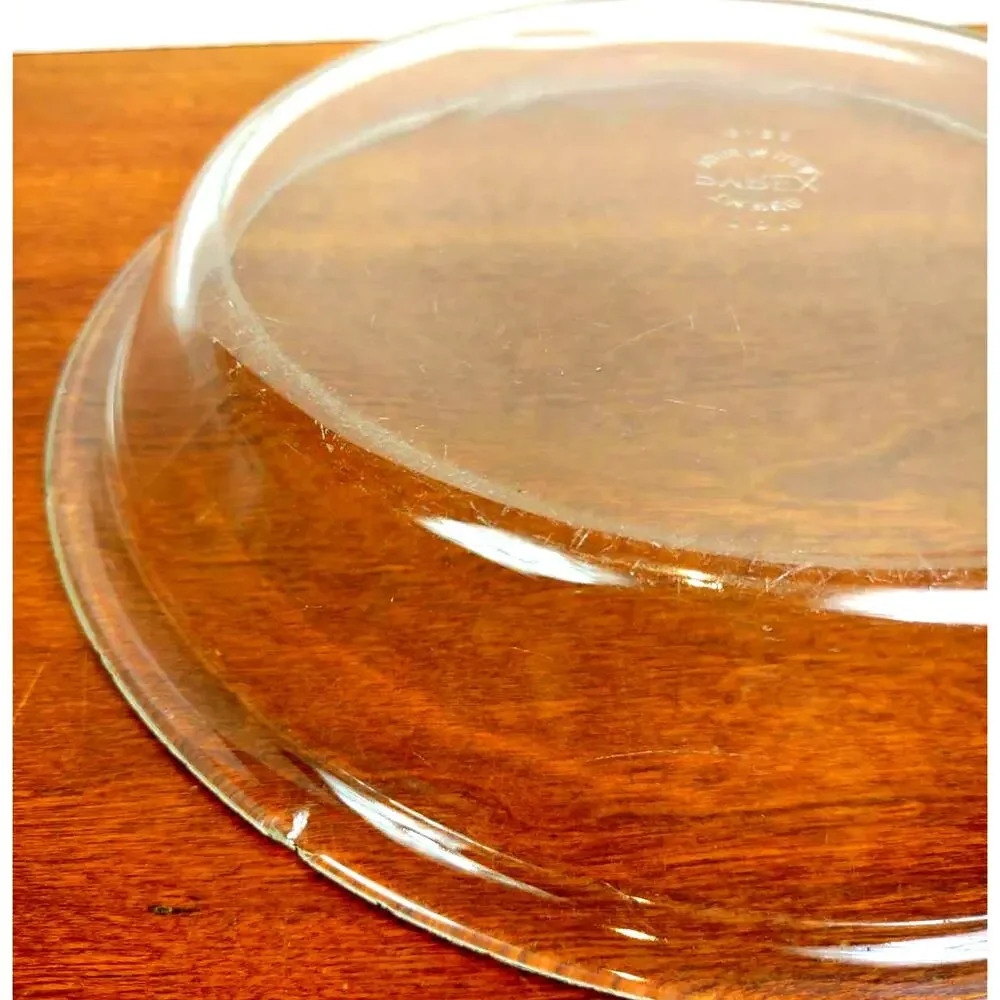 Pyrex Deep Pie Plate 9'' Clear Glass Flat Rim 209 Made In USA Vintage
